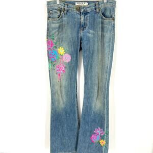 ALLEN B. by Allen Schwartz Floral Embroidered Mod Jeans Size 29